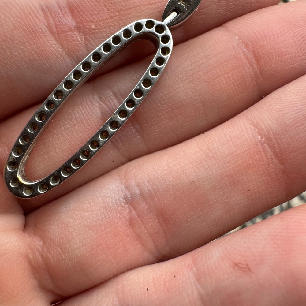 Vintage solid 14k white gold genuine diamond pendant - Picture 9 of 14